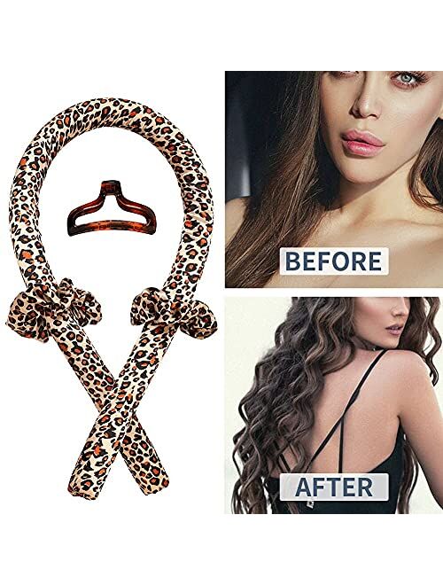 BATOUDE Heatless Curling Rod Headband No Heat Silk Ribbon Curling Rod Hair Roller Curls with Hair Claw Clip Lazy Natural Soft Wave DIY Hair Rollers Styling Tool for Sleep