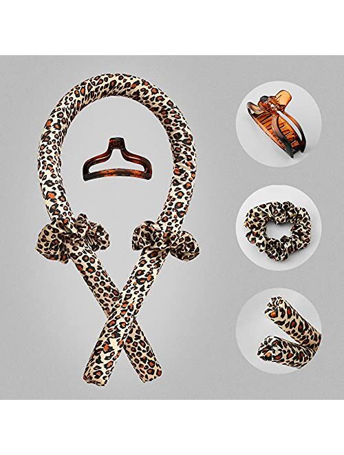 BATOUDE Heatless Curling Rod Headband No Heat Silk Ribbon Curling Rod Hair Roller Curls with Hair Claw Clip Lazy Natural Soft Wave DIY Hair Rollers Styling Tool for Sleep