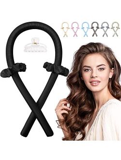 Heatless Curling Rod Headband, IENIN No Heat Curlers Hair Rollers to Sleep in Curl Ribbon with Scrunchies Hair Clips Overnight Hair Curlers for Women Long Hair Styling To