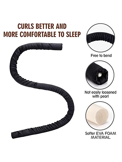 Heatless Curling Rod Headband, IENIN No Heat Curlers Hair Rollers to Sleep in Curl Ribbon with Scrunchies Hair Clips Overnight Hair Curlers for Women Long Hair Styling To