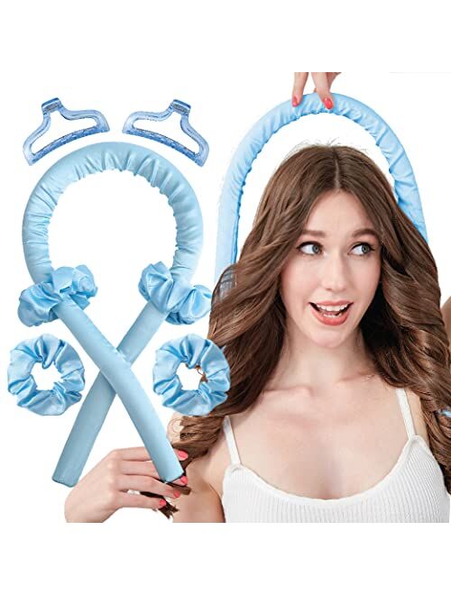 Mimoji Heatless Curling Rod Silk Headband, No Heat Curls Hair Rollers with Ribbons Sleeping Soft Wave Formers Hair Curlers DIY Hair Styling Tools for Long Medium Hair