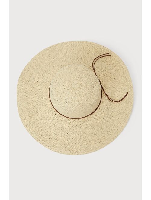 Lulus Vacay Bliss Beige Woven Straw Wide Brim Sun Hat