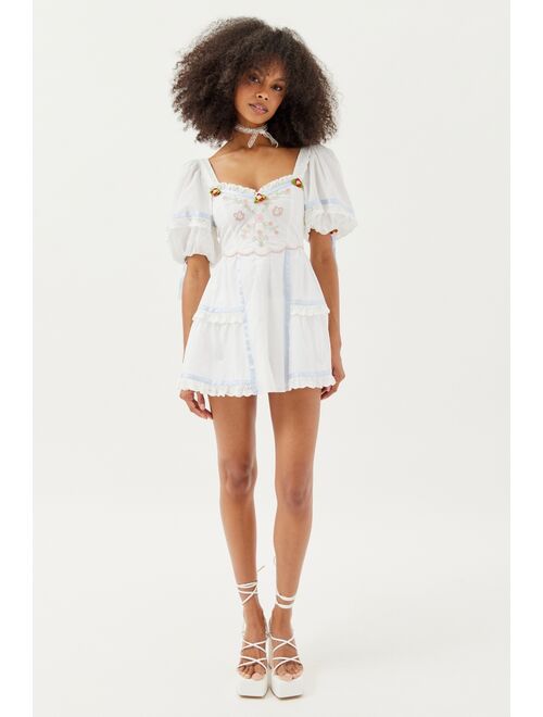 For Love & Lemons Meadow Embroidered Mini Dress