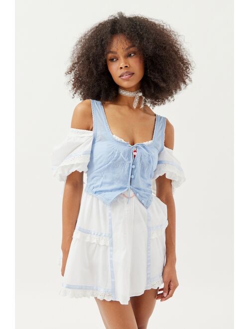 For Love & Lemons Meadow Embroidered Mini Dress
