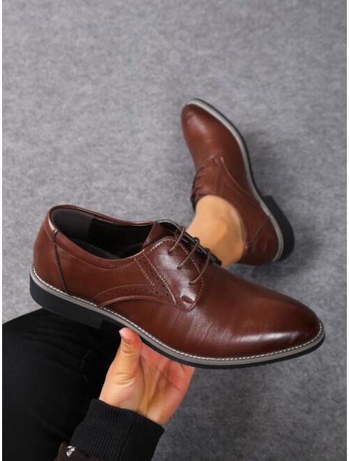 JOPK Shoes Men Perforated Detail Lace-up Front Dress Shoes, Business Derby Shoes For Outdoor