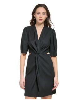 DKNY Women's Short-Sleeve Cutout Twist Dress