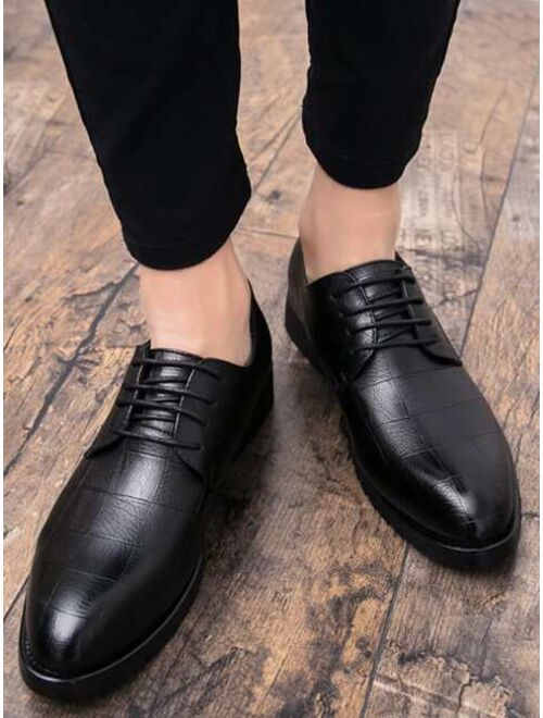 Hongwei Shoes Business Dress Shoes For Men, Geometric Embossed Lace-up Front Derby Shoes