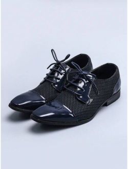 Men Color Block Lace-up Front Oxford Shoes, Business Office Dress Shoes