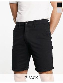 2 pack chino shorts in gray and black