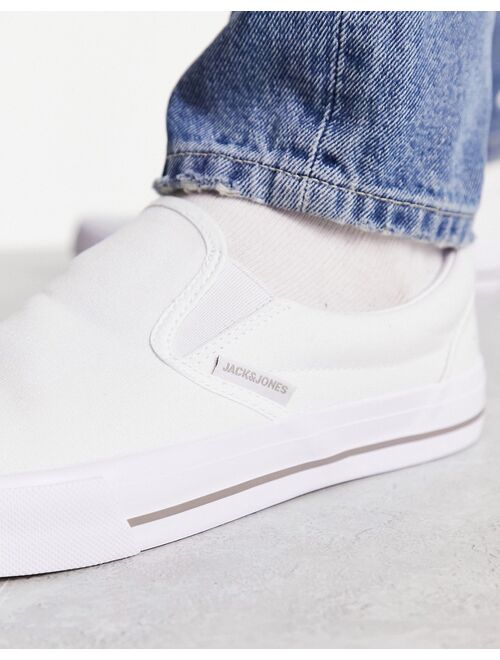 Jack & Jones canvas slip-on sneakers in white