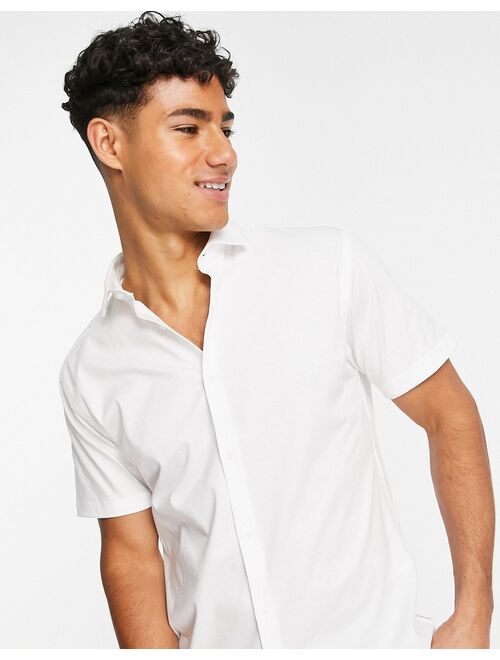 Jack & Jones Premium smart jersey shirt in white
