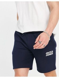 Intelligence sweat short with logo in navy