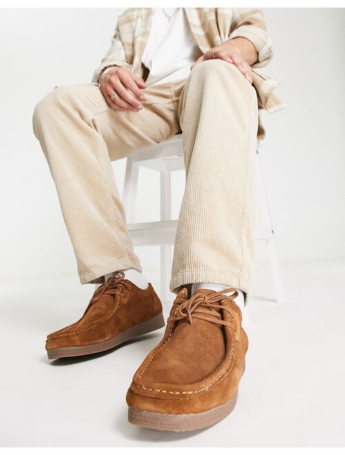 Jack & Jones suede mock toe lace up boot in tan