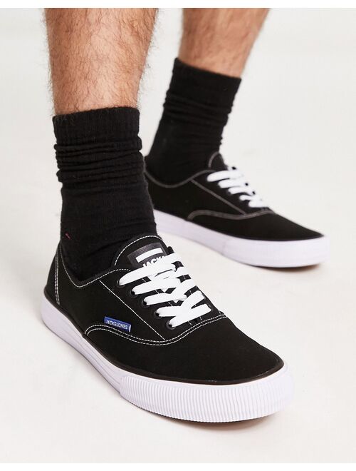 Jack & Jones canvas sneakers with gum sole in black