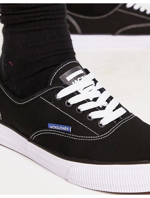 Jack & Jones canvas sneakers with gum sole in black