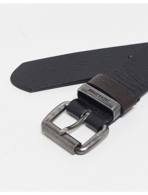 Jack & Jones faux leather belt in black