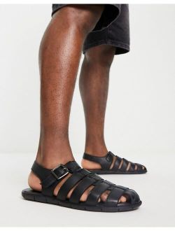 leather strap sandal in black