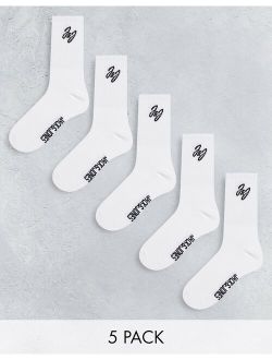 Shane 5 pack tennis socks in white