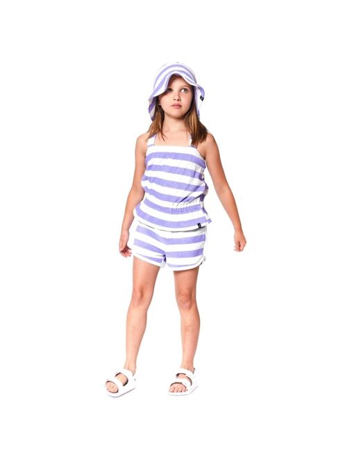 DEUX PAR DEUX Girl Striped Basic Short Violet & White Stripe - Child