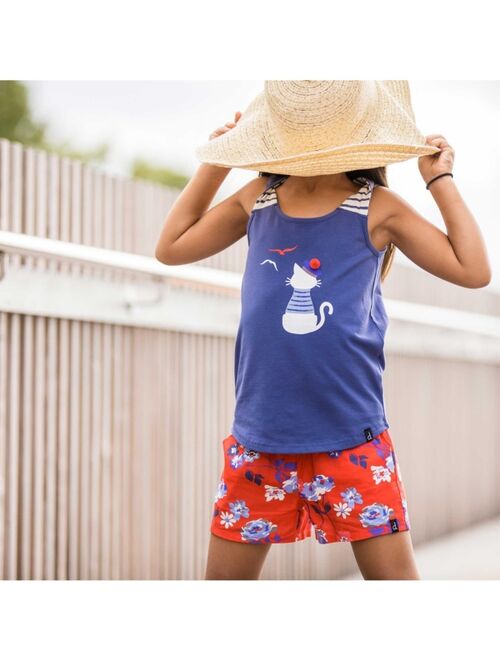 DEUX PAR DEUX Girl Printed Short With Bow Red Flowers - Toddler|Child