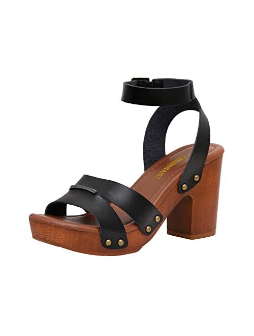 CUSHIONAIRE Women's Sandra Faux Wood Sandal +LiteSole Technology, Wide Widths Available