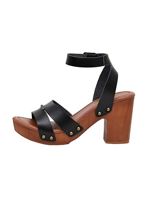 CUSHIONAIRE Women's Sandra Faux Wood Sandal +LiteSole Technology, Wide Widths Available