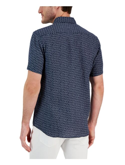 Michael Kors Men's Linen Printed Slim-Fit Button-Down Shirt