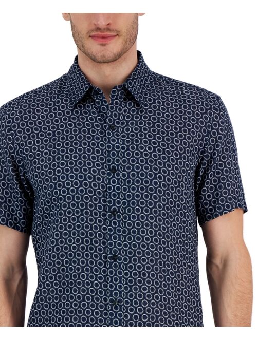 Michael Kors Men's Linen Printed Slim-Fit Button-Down Shirt