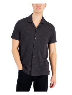 Men's Slub Pique Textured Short-Sleeve Camp Collar Shirt, Created for Macy's