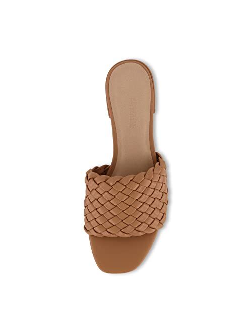 CUSHIONAIRE Women's Nerida woven low block heel sandal +Memory Foam