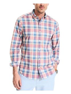 Men's Classic-Fit Plaid Button-Down Poplin Shirt