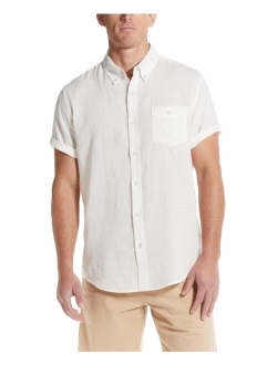 Men's Linen Cotton Slub Short Sleeve Button Down Shirt