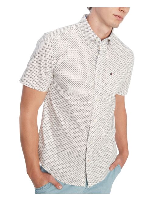 Tommy Hilfiger Men's Anders Geo Print Regular Fit Short Sleeve Woven Shirt