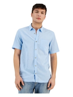 Men's Blake Linen Chambray Short Sleeve Button-Front Shirt, Created for Macy's
