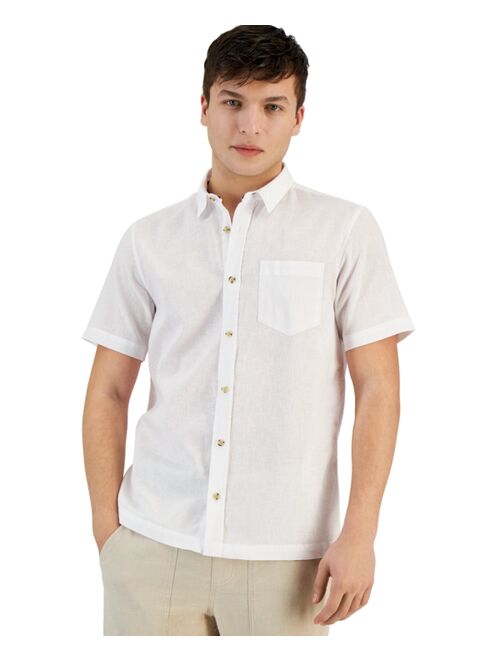 Sun + Stone Men's Blake Linen Chambray Short Sleeve Button-Front Shirt, Created for Macy's