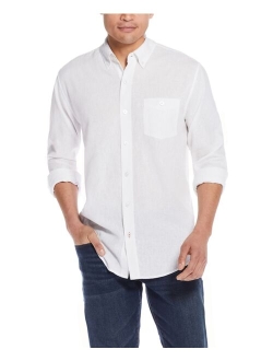 Men's Linen Cotton Long Sleeve Button Down Shirt