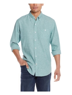 Men's Linen Cotton Long Sleeve Button Down Shirt