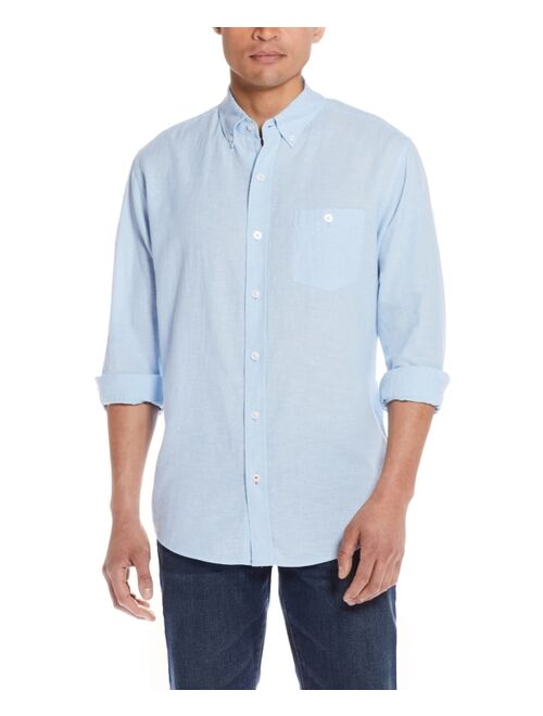 Weatherproof Vintage Men's Linen Cotton Long Sleeve Button Down Shirt