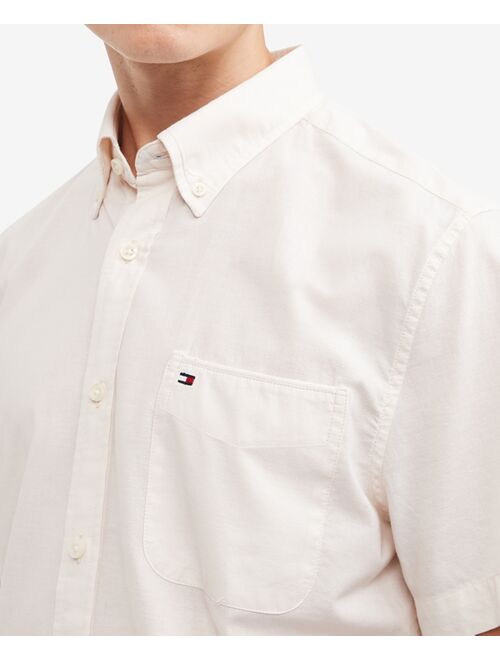 Tommy Hilfiger Men's Big & Tall Wainwright Solid Custom-Fit Short Sleeve Shirt