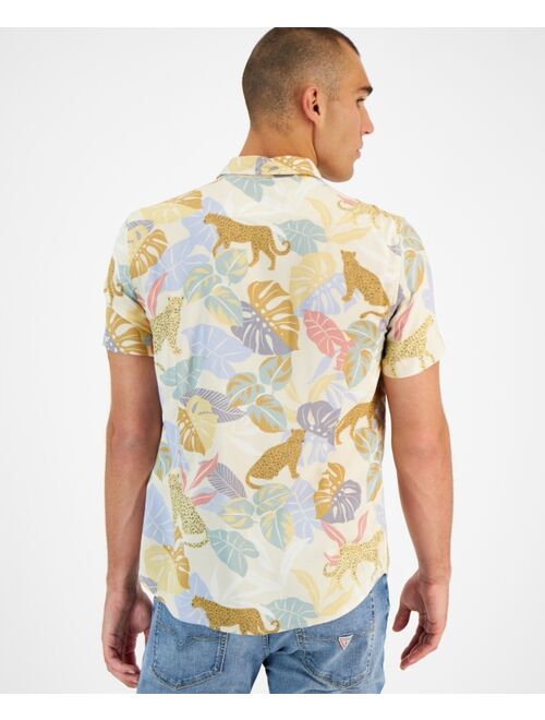 GUESS Men's Eco Leopard Jungle Printed Button-Down Shirt