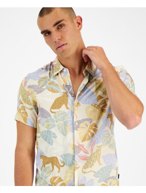 GUESS Men's Eco Leopard Jungle Printed Button-Down Shirt