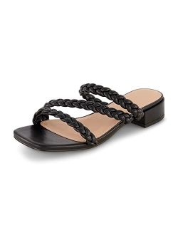 Women's Newton braided low block heel sandal  Memory Foam and Wide Widths Available