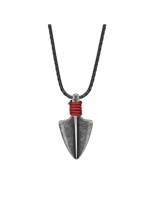 Men's LYNX Gray Ion Plated Stainless Steel Arrow Head Pendant Necklace