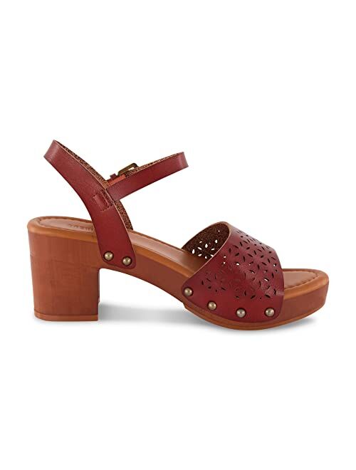 CUSHIONAIRE Women's Shea Faux Wood Sandal +Comfort Foam & LiteSole Technology, Wide Widths Available