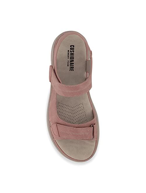 CUSHIONAIRE Women's Magee comfort footbed outdoor sandal with adjustable strap and +Memory Foam, Wide Widths Available