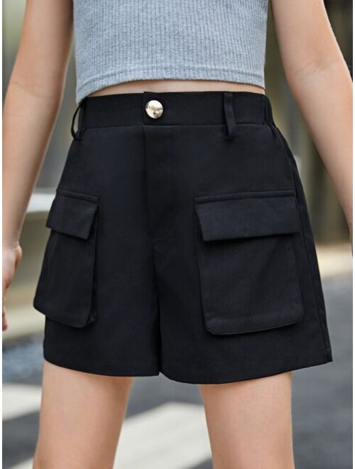 SHEIN Girls Flap Pocket Shorts