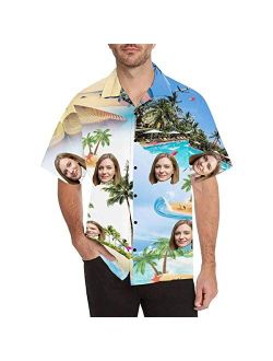 Interestprint Custom Girlfriend Face Hawaiian Shirt Photo Personalized Tee for Boyfriend Husband Or Father