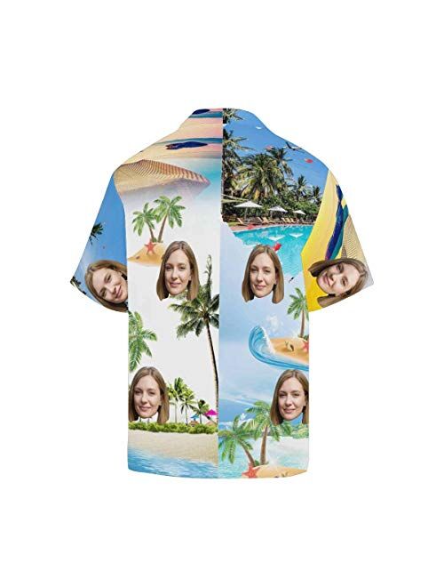 Interestprint Custom Girlfriend Face Hawaiian Shirt Photo Personalized Tee for Boyfriend Husband Or Father