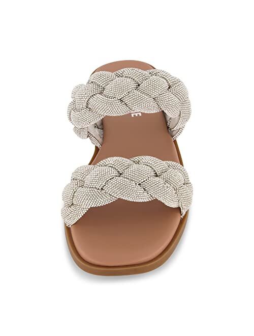 CUSHIONAIRE Women's Natasha rhinestone braided slide sandal +Memory Foam, Wide Widths Available