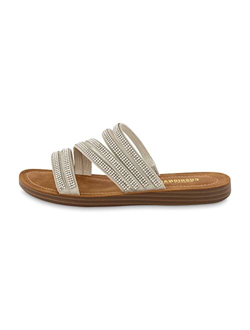 CUSHIONAIRE Women's Anabel rhinestone slide sandal +Memory Foam
